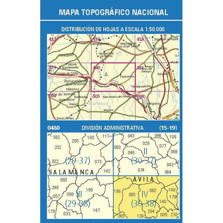 Carte topographique de l'Espagne n° 0480.4 - Crespos 1/25 | CNIG - 1/25 000 carte pliée CNIG 