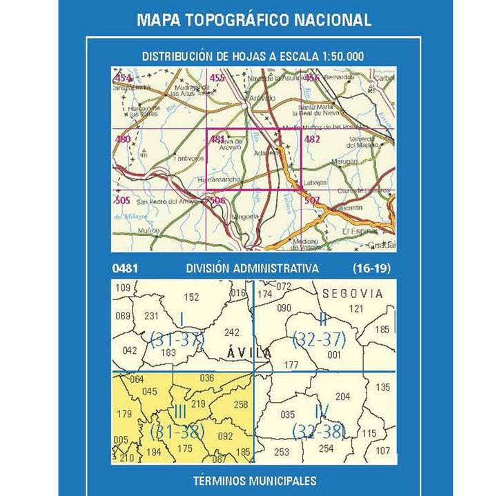 Carte topographique de l'Espagne n° 0481.3 - Papatrigo 1/25 | CNIG - 1/25 000 carte pliée CNIG 