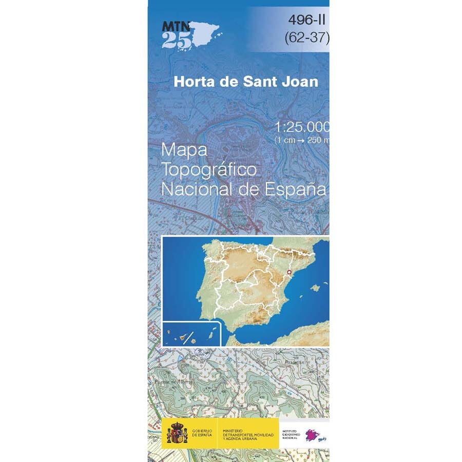 Carte topographique de l'Espagne n° 0496.2 - Horta de Sant Joan | CNIG - 1/25 000 carte pliée CNIG 