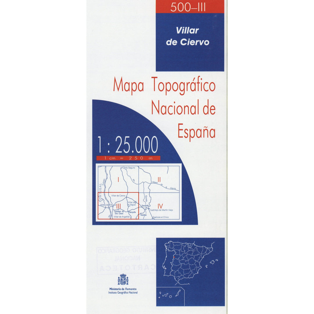 Carte topographique de l'Espagne n° 0500.3 - Villar de Ciervo | CNIG - 1/25 000 carte pliée CNIG 