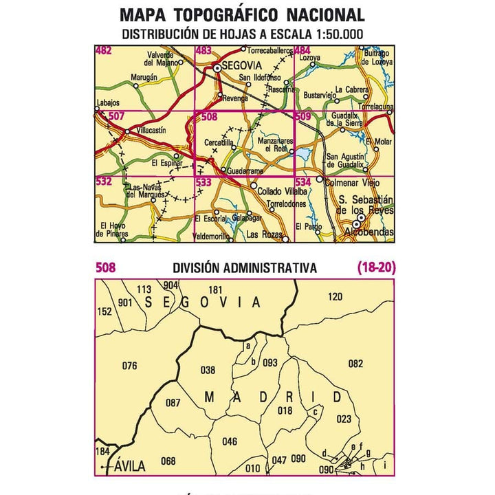 Carte topographique de l'Espagne n° 0508 - Cercedilla | CNIG - 1/50 000 carte pliée CNIG 