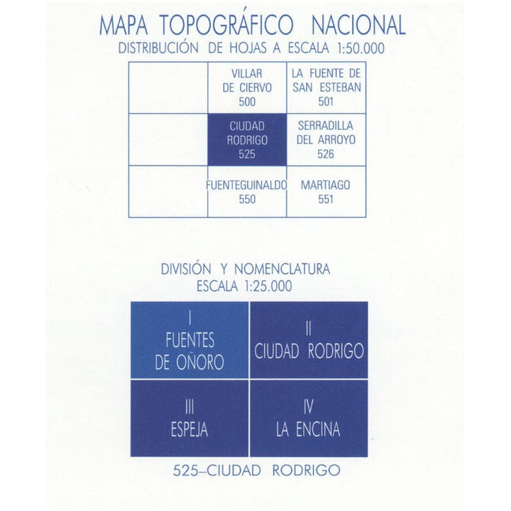 Carte topographique de l'Espagne n° 0525.1 - Fuentes de Oñoro | CNIG - 1/25 000 carte pliée CNIG 