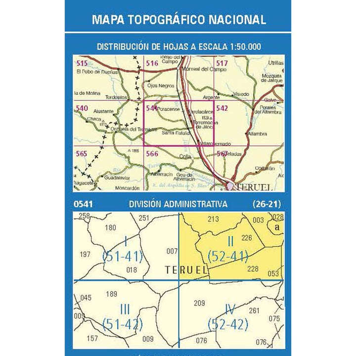 Carte topographique de l'Espagne n° 0541.2 - Torrelacárcel | CNIG - 1/25 000 carte pliée CNIG 