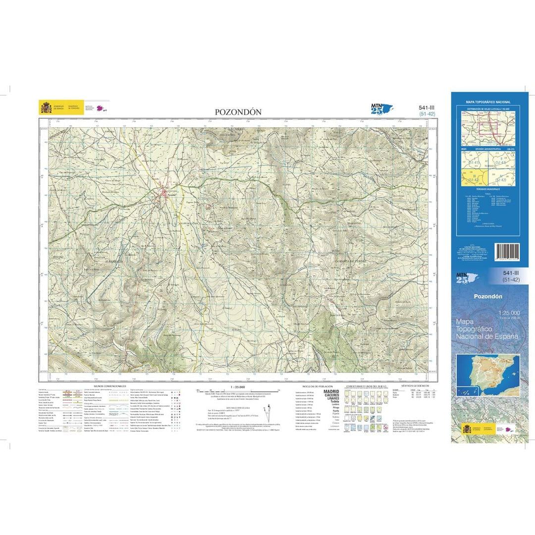 Carte topographique de l'Espagne n° 0541.3 - Pozondón | CNIG - 1/25 000 carte pliée CNIG 