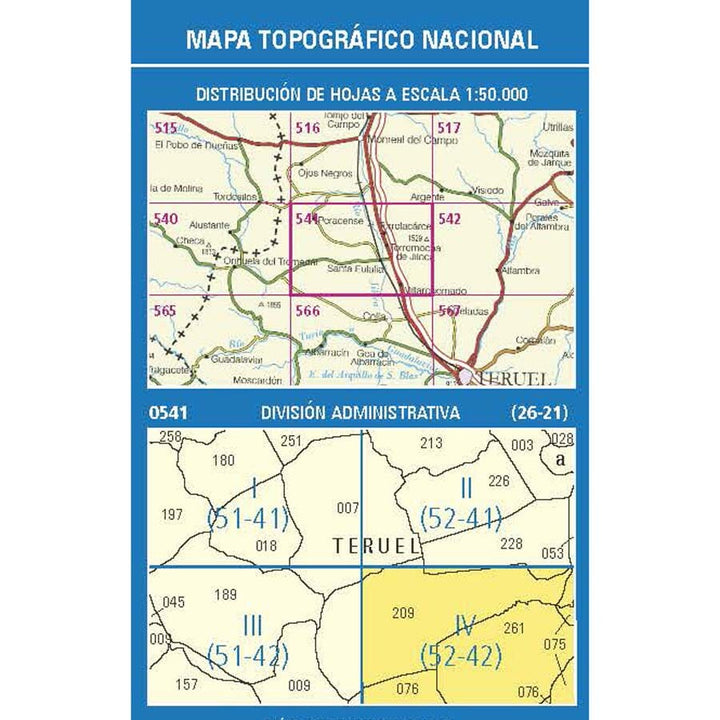 Carte topographique de l'Espagne n° 0541.4 - Santa Eulalia | CNIG - 1/25 000 carte pliée CNIG 