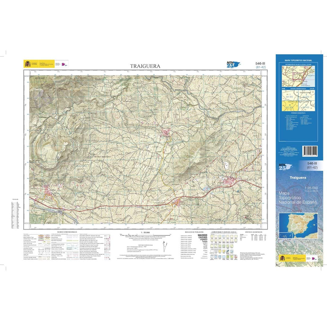 Carte topographique de l'Espagne n° 0546.3 - Traiguera | CNIG - 1/25 000 carte pliée CNIG 