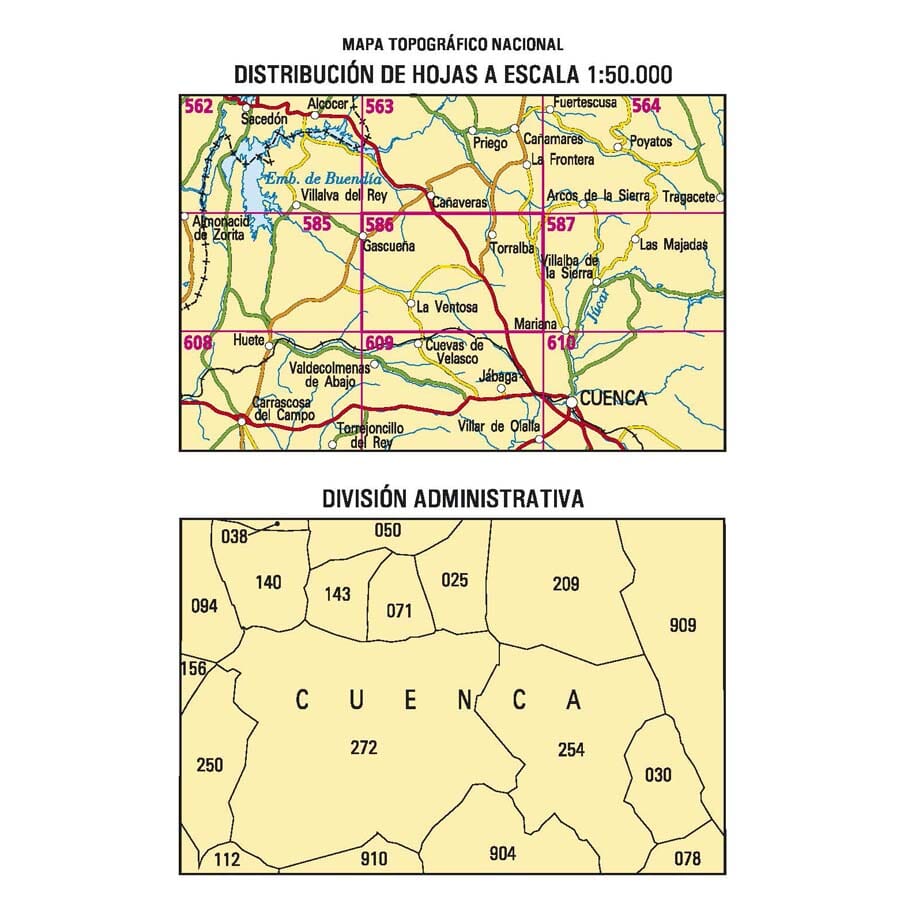 Carte topographique de l'Espagne n° 0586 - Gascueña | CNIG - 1/50 000 carte pliée CNIG 