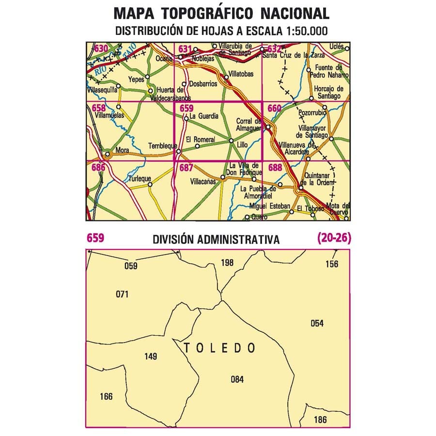 Carte topographique de l'Espagne n° 0659 - Lillo | CNIG - 1/50 000 carte pliée CNIG 