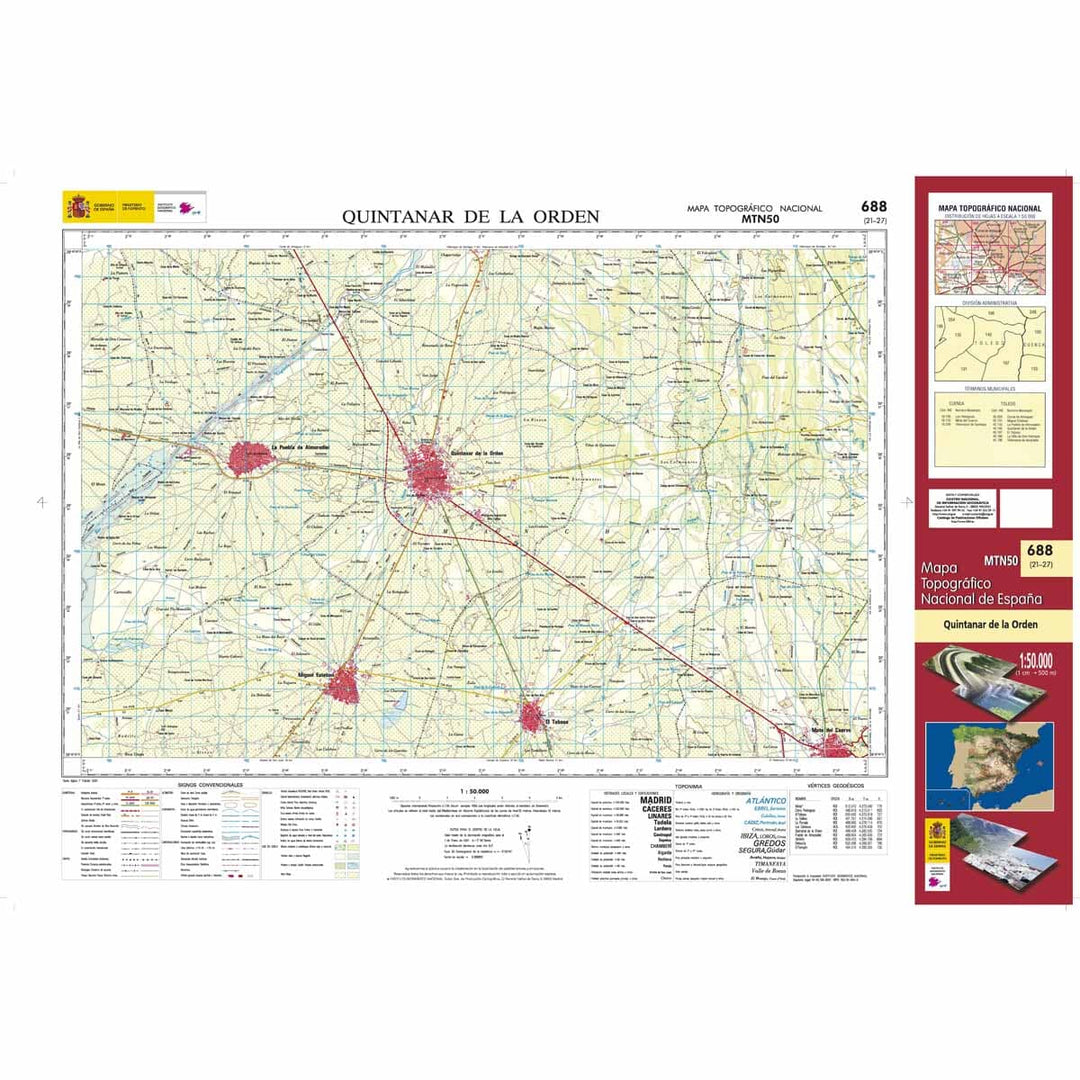 Carte topographique de l'Espagne n° 0688 - Quintanar de la Orden | CNIG - 1/50 000 carte pliée CNIG 