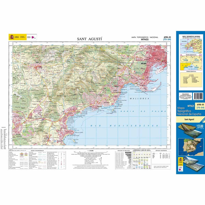 Carte topographique de l'Espagne n° 0698.3 - Sant Agustí (Mallorca) | CNIG - 1/25 000 carte pliée CNIG 