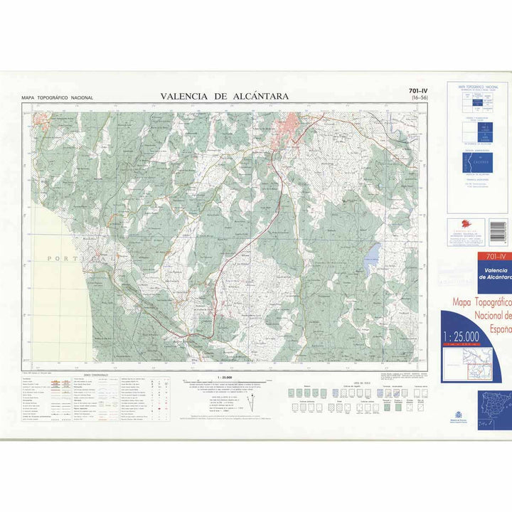 Carte topographique de l'Espagne n° 0701.4 - Valencia de Alcántara | CNIG - 1/25 000 carte pliée CNIG 