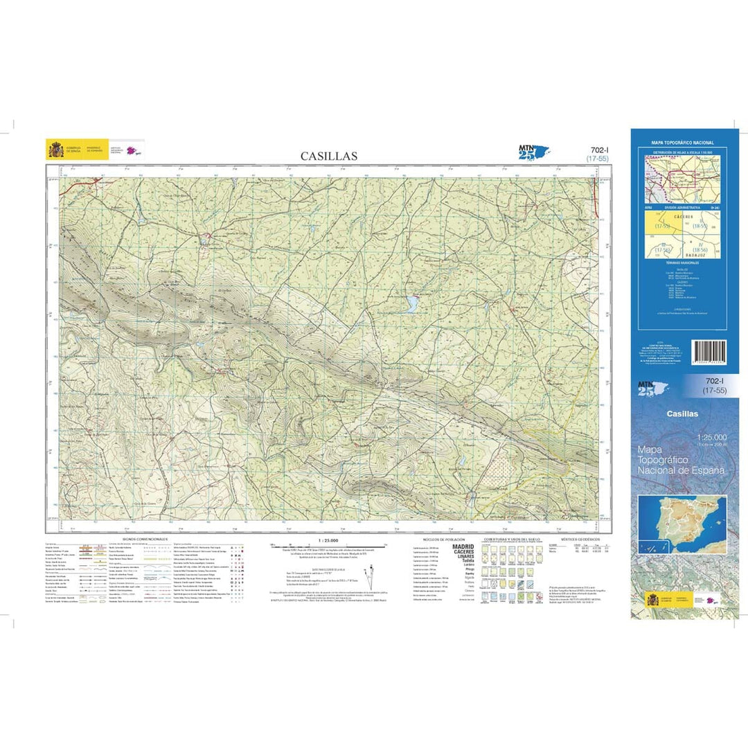 Carte topographique de l'Espagne n° 0702.1 - Casillas | CNIG - 1/25 000 carte pliée CNIG 