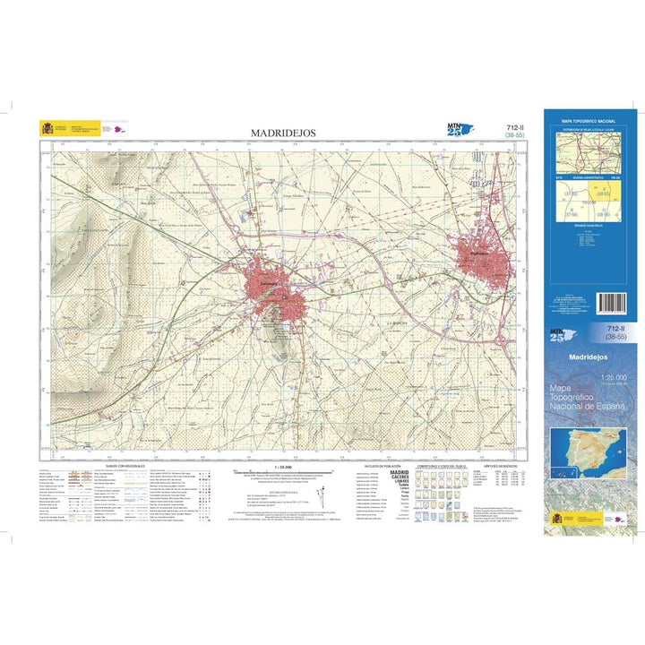 Carte topographique de l'Espagne n° 0712.2 - Madridejos | CNIG - 1/25 000 carte pliée CNIG 