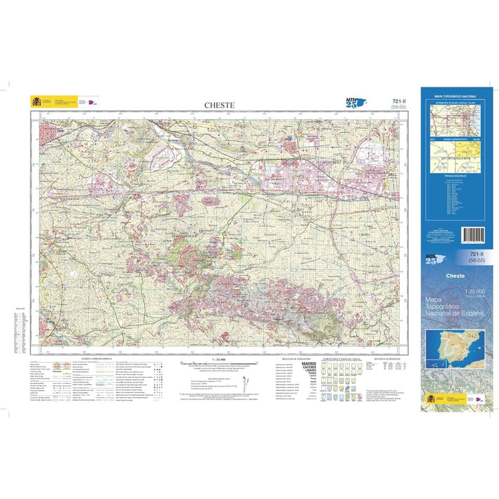 Carte topographique de l'Espagne n° 0721.2 - Cheste | CNIG - 1/25 000 carte pliée CNIG 