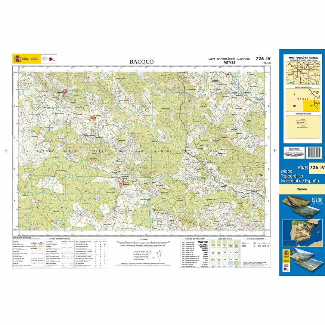 Carte topographique de l'Espagne n° 0726.4 - Bacoco | CNIG - 1/25 000 carte pliée CNIG 