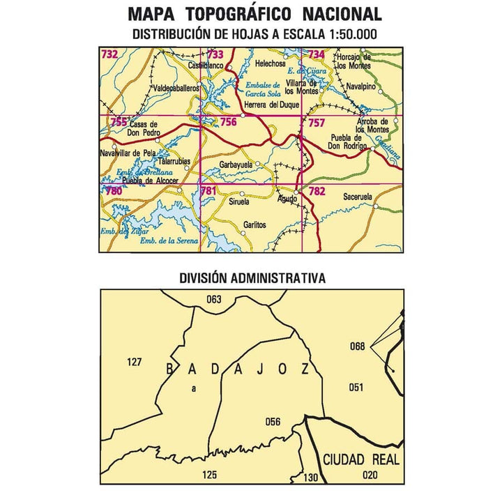 Carte topographique de l'Espagne n° 0756 - Herrera del Duque | CNIG - 1/50 000 carte pliée CNIG 