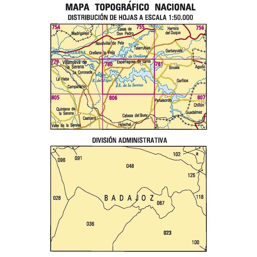 Carte topographique de l'Espagne n° 0780 - Puebla de Alcocer | CNIG - 1/50 000 carte pliée CNIG 