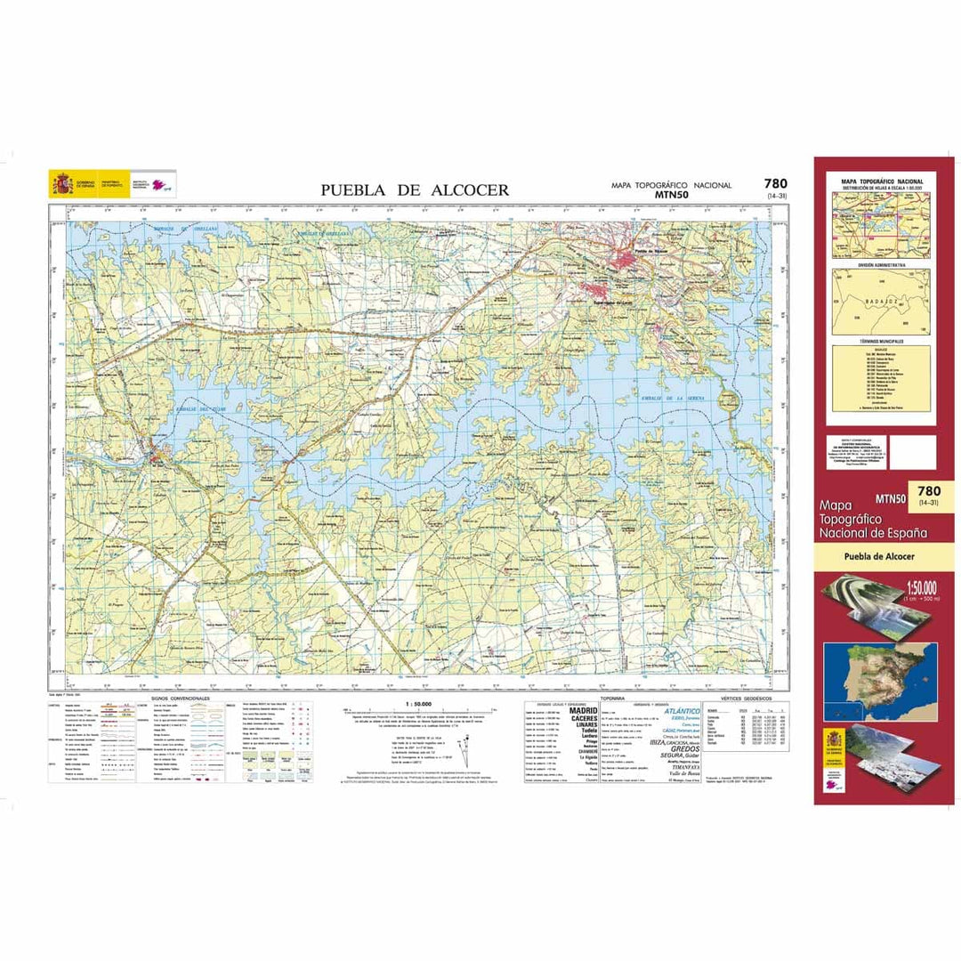 Carte topographique de l'Espagne n° 0780 - Puebla de Alcocer | CNIG - 1/50 000 carte pliée CNIG 