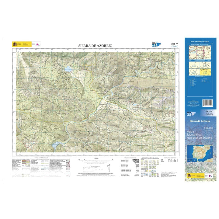 Carte topographique de l'Espagne n° 0781.4 - Sierra De Azorejo | CNIG - 1/25 000 carte pliée CNIG 