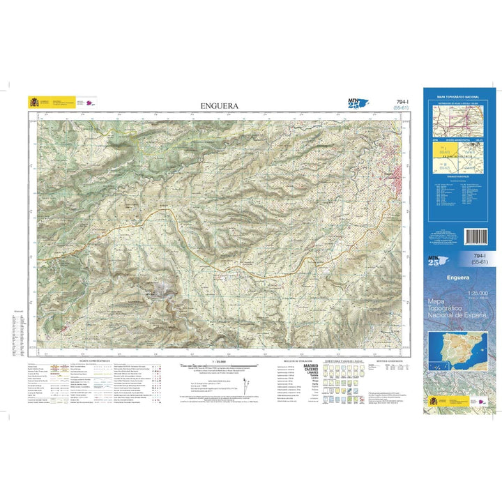 Carte topographique de l'Espagne n° 0794.1 - Enguera | CNIG - 1/25 000 carte pliée CNIG 