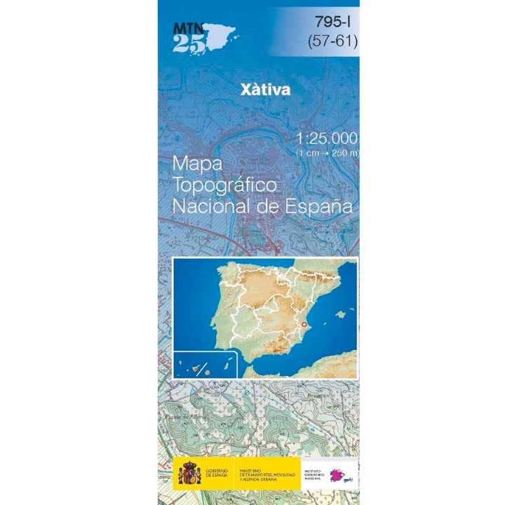 Carte topographique de l'Espagne n° 0795.1 - Xàtiva | CNIG - 1/25 000 carte pliée CNIG 