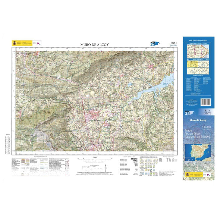 Carte topographique de l'Espagne n° 0821.1 - Muro de Alcoy | CNIG - 1/25 000 carte pliée CNIG 