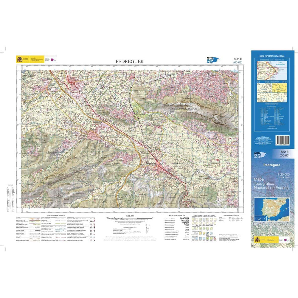 Carte topographique de l'Espagne n° 0822.2 - Pedreguer | CNIG - 1/25 000 carte pliée CNIG 