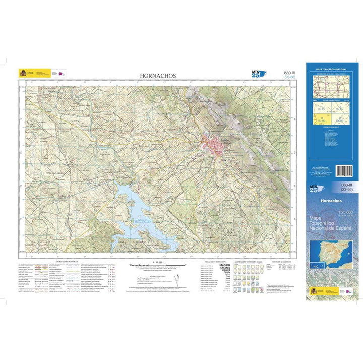 Carte topographique de l'Espagne n° 0830.3 - Hornachos | CNIG - 1/25 000 carte pliée CNIG 