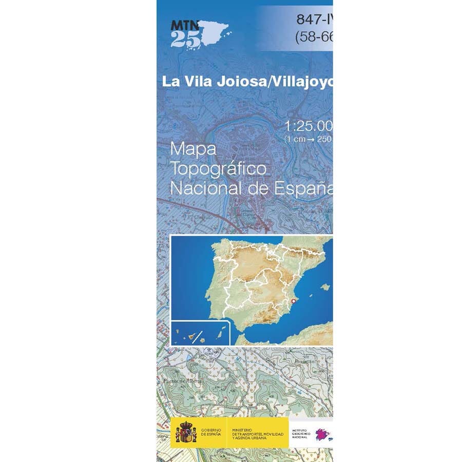 Carte topographique de l'Espagne n° 0847.4 - Villajoyosa / La Vila Joiosa | CNIG - 1/25 000 carte pliée CNIG 