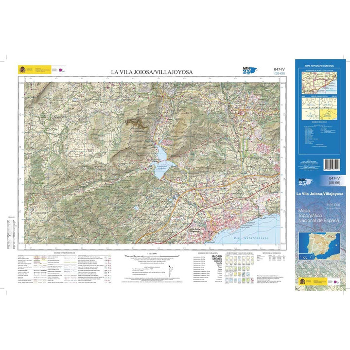 Carte topographique de l'Espagne n° 0847.4 - Villajoyosa / La Vila Joiosa | CNIG - 1/25 000 carte pliée CNIG 