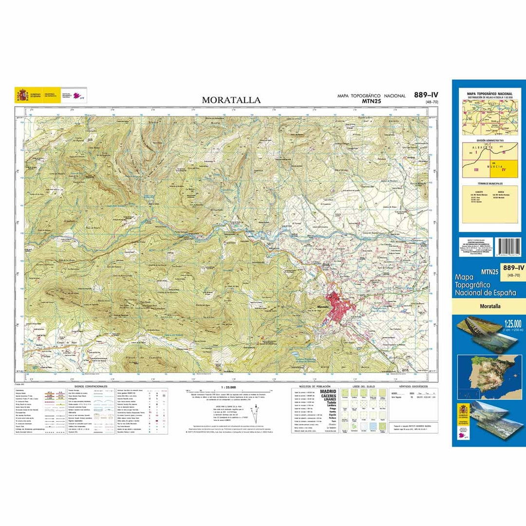 Carte topographique de l'Espagne n° 0889.4 - Moratalla | CNIG - 1/25 000 carte pliée CNIG 