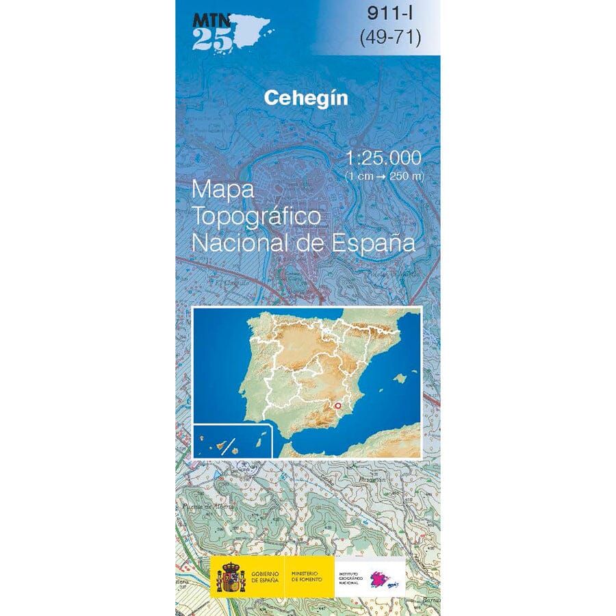 Carte topographique de l'Espagne n° 0911.1 - Cehegín | CNIG - 1/25 000 carte pliée CNIG 