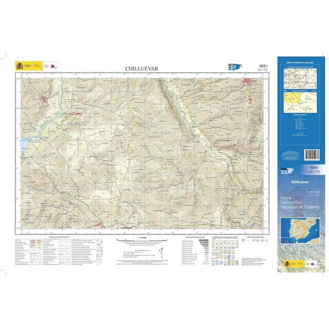 Carte topographique de l'Espagne n° 0928.1 - Chilluévar | CNIG - 1/25 000 carte pliée CNIG 