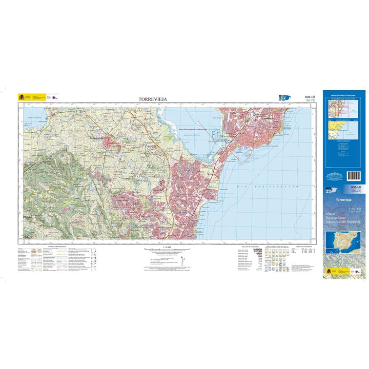 Carte topographique de l'Espagne n° 0935.1/2 - Torrevieja | CNIG - 1/25 000 carte pliée CNIG 