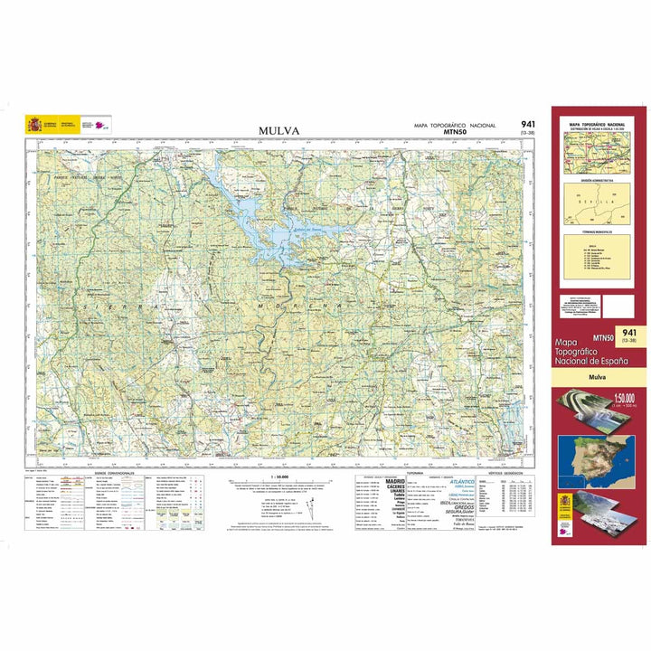 Carte topographique de l'Espagne n° 0941 - Mulva | CNIG - 1/50 000 carte pliée CNIG 