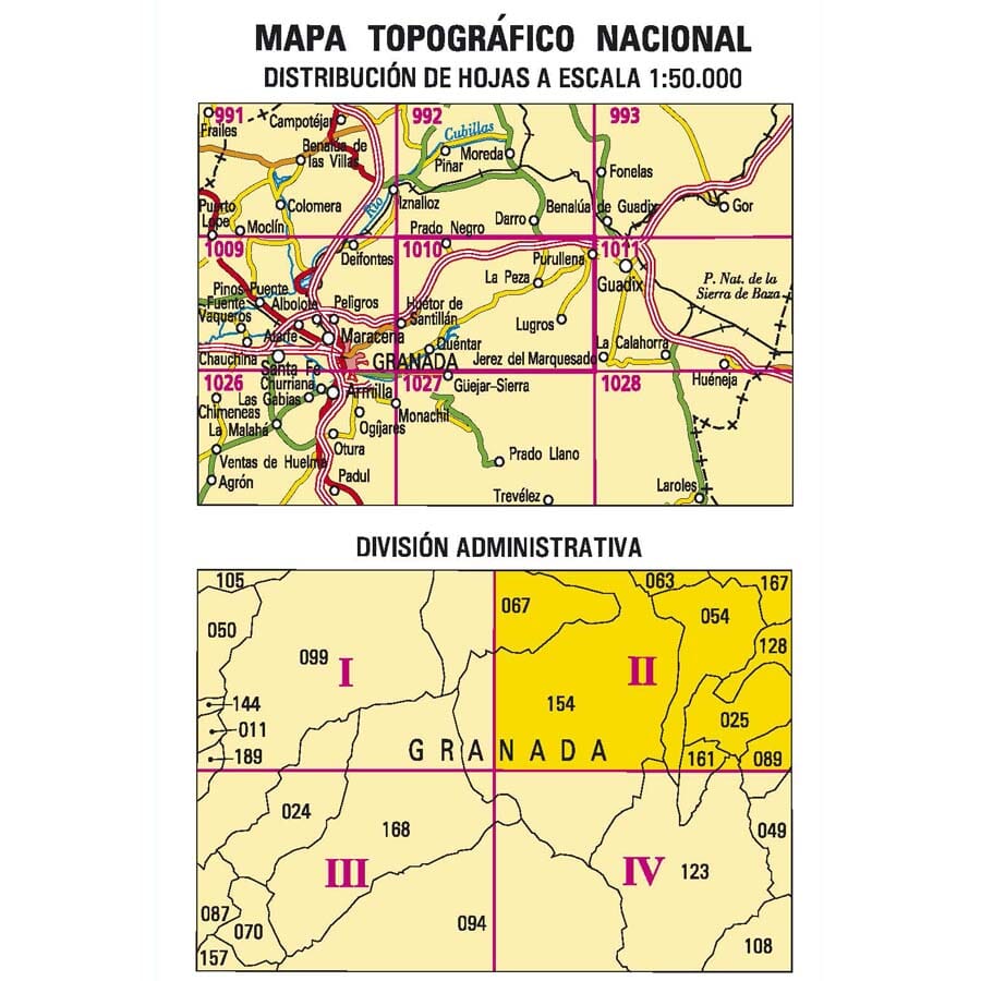 Carte topographique de l'Espagne n° 1010.2 - Purullena | CNIG - 1/25 000 carte pliée CNIG 