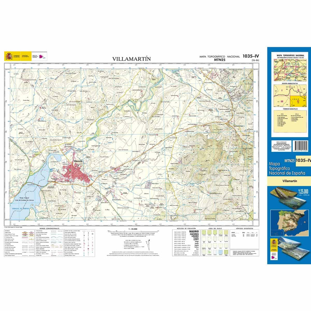 Carte topographique de l'Espagne n° 1035.4 - Villamartín | CNIG - 1/25 000 carte pliée CNIG 