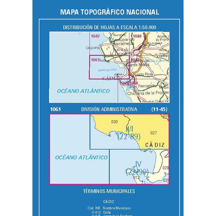 Carte topographique de l'Espagne n° 1061.2 - El Puerto de Santa María | CNIG - 1/25 000 carte pliée CNIG 