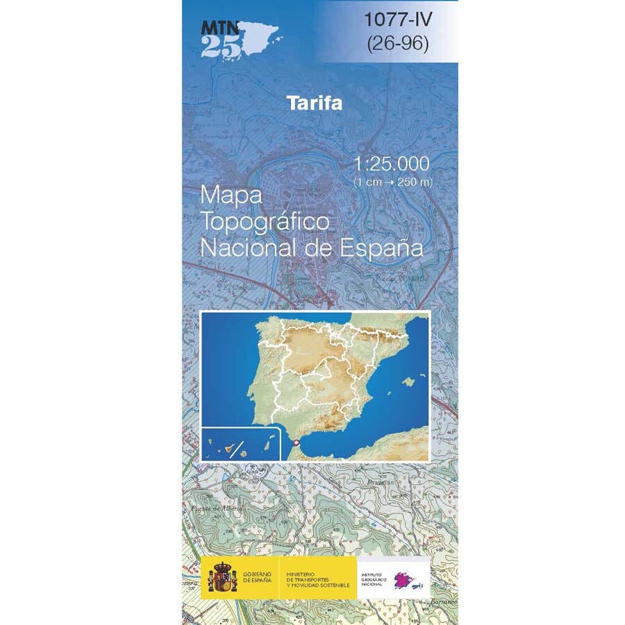 Carte topographique de l'Espagne n° 1077.4 - Tarifa | CNIG - 1/25 000 carte de randonnée CNIG 