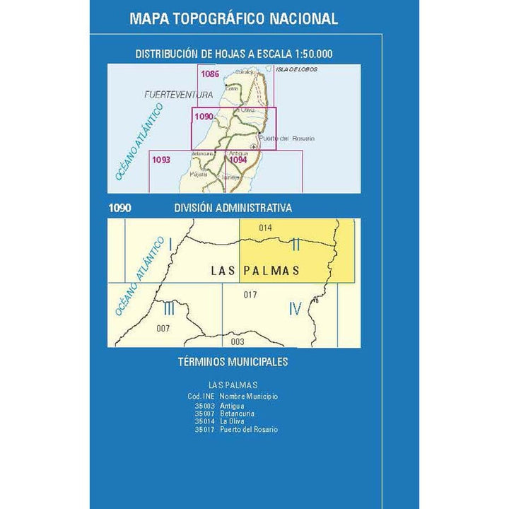 Carte topographique de l'Espagne n° 1090.2 - Tetir (Fuerteventura) | CNIG - 1/25 000 carte pliée CNIG 