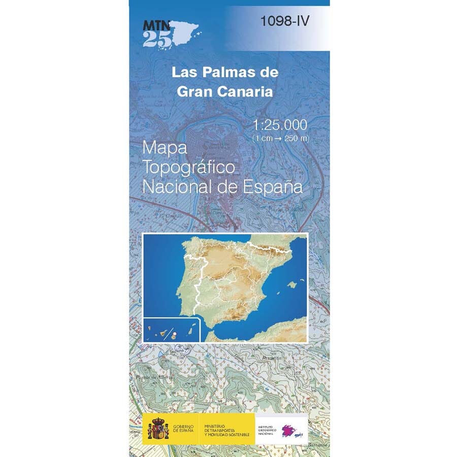 Carte topographique de l'Espagne n° 1098.4 - Las Palmas de Gran Canaria (Gran Canaria) | CNIG - 1/25 000 carte pliée CNIG 