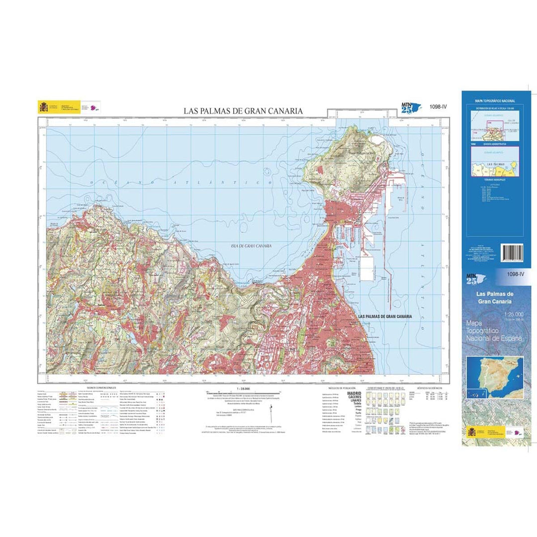 Carte topographique de l'Espagne n° 1098.4 - Las Palmas de Gran Canaria (Gran Canaria) | CNIG - 1/25 000 carte pliée CNIG 