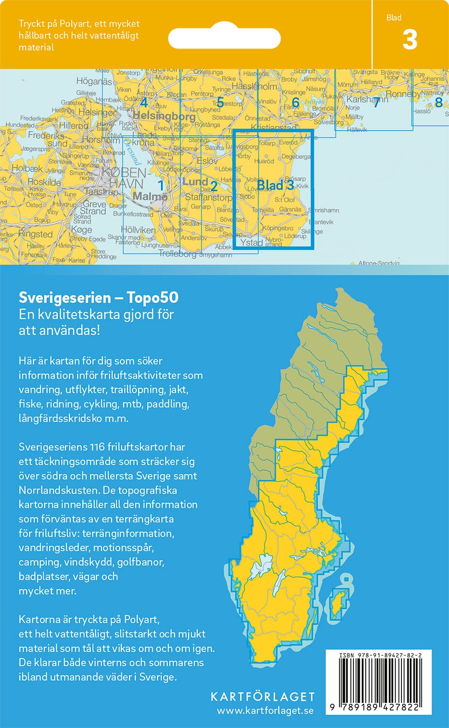 Carte topographique n° 03 - Simrishamn (Suède) | Norstedts - Sverigeserien carte pliée Norstedts 