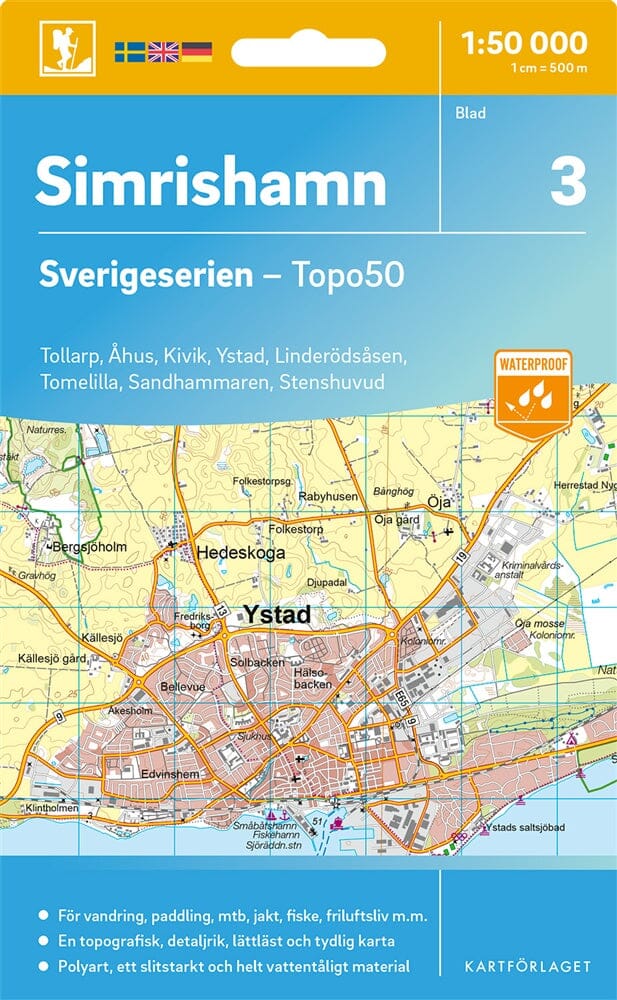 Carte topographique n° 03 - Simrishamn (Suède) | Norstedts - Sverigeserien carte pliée Norstedts 