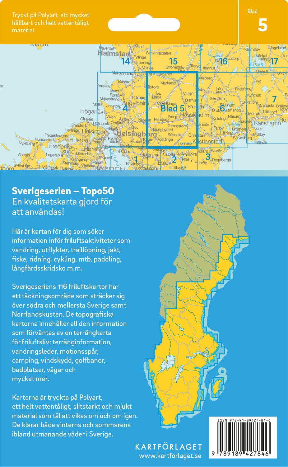 Carte topographique n° 05 - Hässleholm (Suède) | Norstedts - Sverigeserien carte pliée Norstedts 