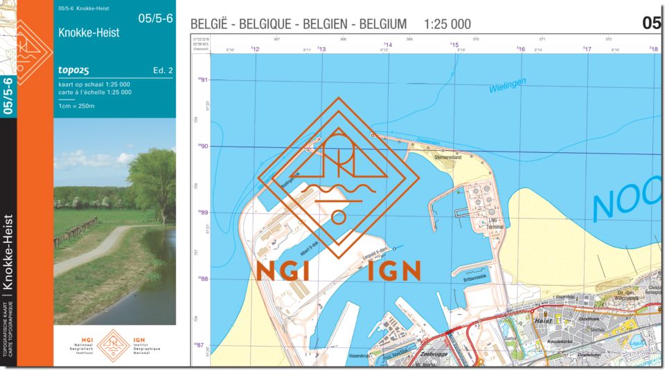 Carte topographique n° 05/5-6 - Knokke-Heist (Belgique) | NGI topo 25 carte pliée IGN Belgique 