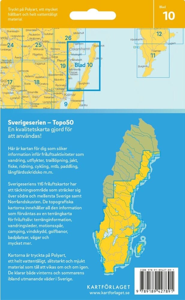 Carte topographique n° 10 - Borgholm (Suède) | Norstedts - Sverigeserien carte pliée Norstedts 