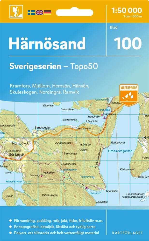 Carte topographique n° 100 - Härnösand (Suède) | Norstedts - Sverigeserien carte pliée Norstedts 