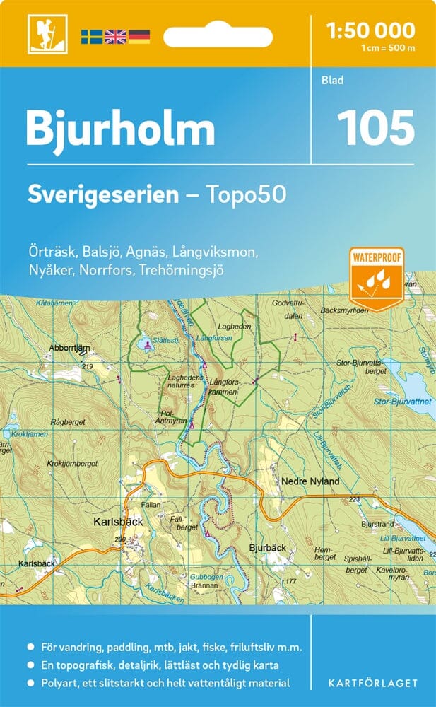 Carte topographique n° 105 - Bjurholm (Suède) | Norstedts - Sverigeserien carte pliée Norstedts 