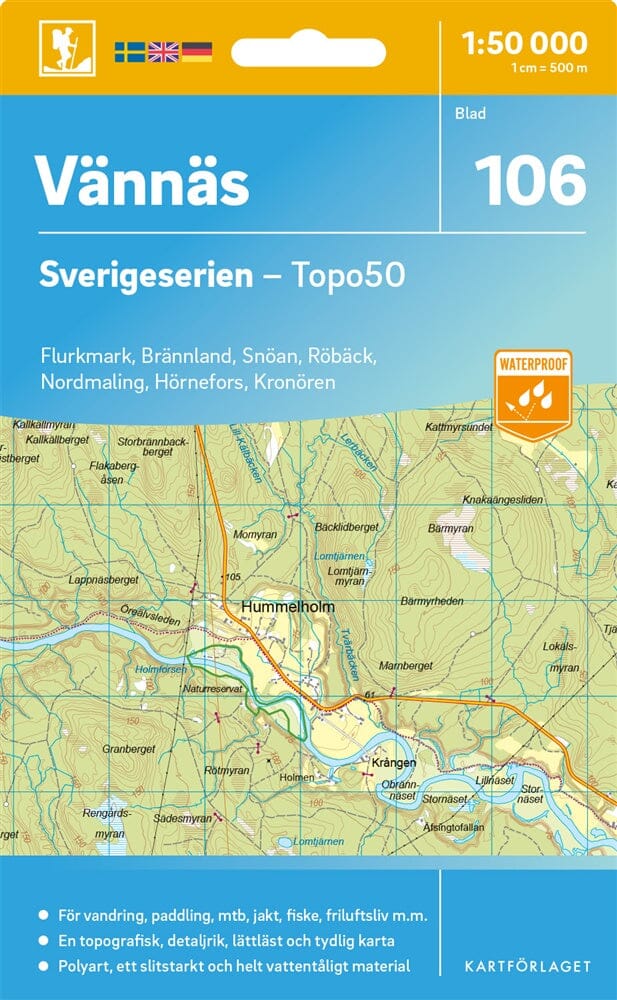 Carte topographique n° 106 - Vännäs (Suède) | Norstedts - Sverigeserien carte pliée Norstedts 